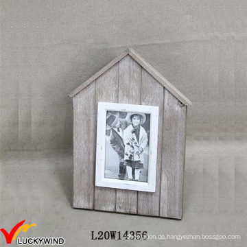 Kleine Holz Farmstead Chic Haus geformt Foto Frame